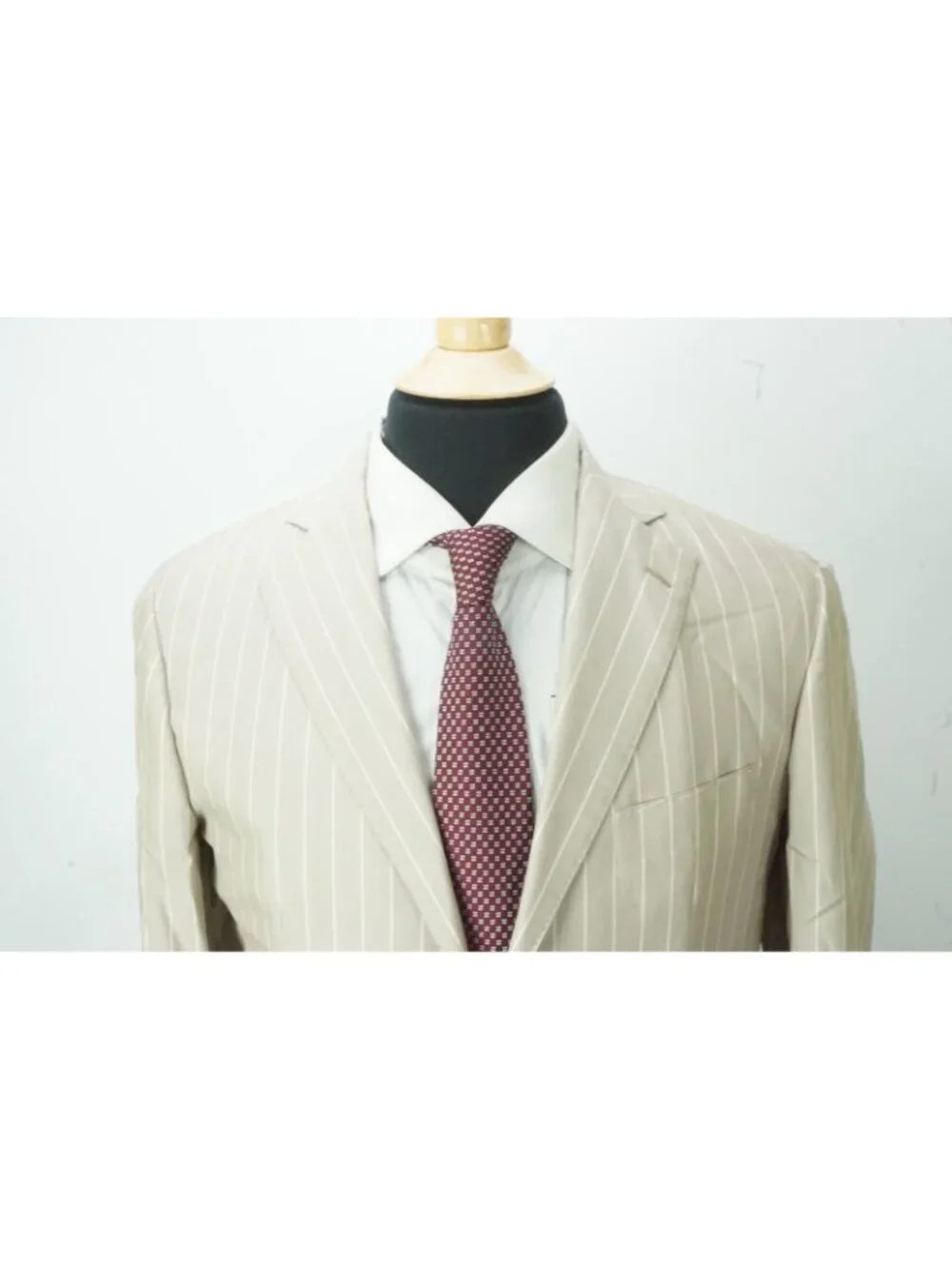 Patos Sartoria x Zegna Silk Skin Beige Striped 2 Pc Suit Jacket Pants 48 EU NEW